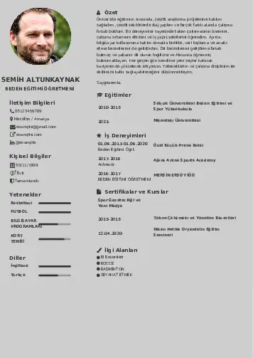 Beden Eğitimi Öğretmeni CV Örnekleri cv indir